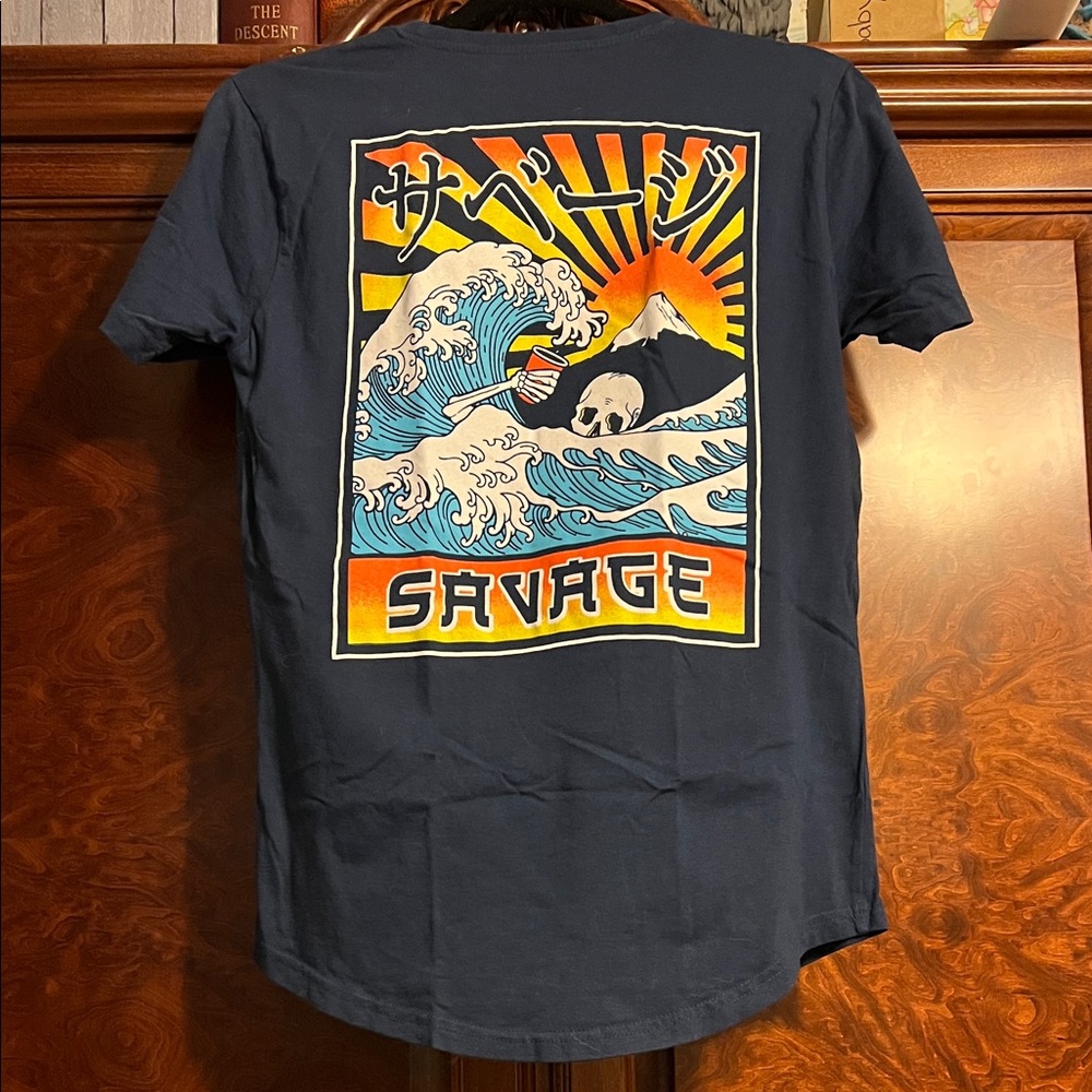 Savage Navy Blue skeleton Graphic Tee